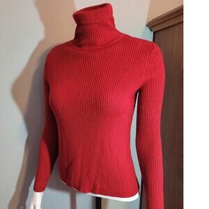 BICE Women's Red Glitter Turtleneck Womens Small Sparkly Festive Holiday XMas